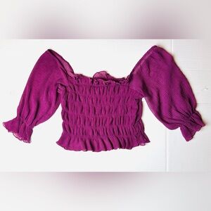 Urban Outfitters Ruffled Baby Doll Women’s Blouse Top Size Large‎ L Burgundy